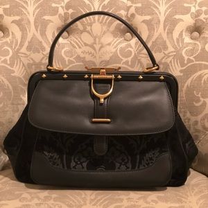 Gucci Leather & Suede Lady Stirrup Top Handle Bag